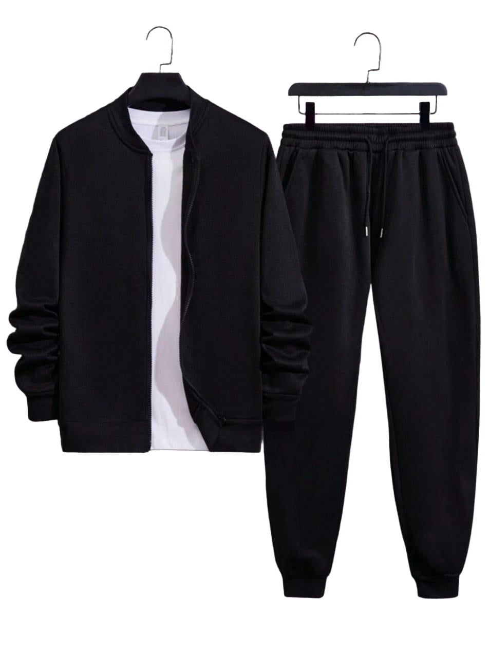 2 Pcs Men's Fleece Plain Zipper Track Suit